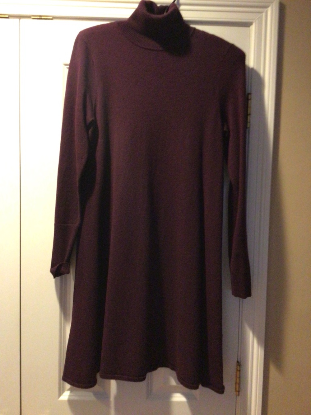 Max Studio plum heather swing sweater dress. Turtleneck/long sleeves.